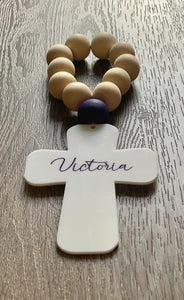 Acrylic Handcrafted Cross + Hand painted Bead