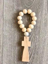 Load image into Gallery viewer, Handcrafted Wooden Cross + Hand painted Pearl Blessing