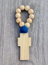 Load image into Gallery viewer, Handcrafted Wooden Cross + Pom Pom