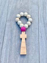 Load image into Gallery viewer, Handcrafted Wooden Cross + Pom Pom