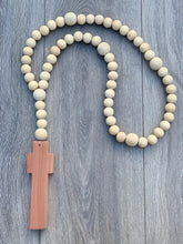 Load image into Gallery viewer, Handcrafted Wooden Cross + Classic Beaded Rosary