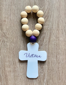 Acrylic Handcrafted Cross + Hand painted Bead