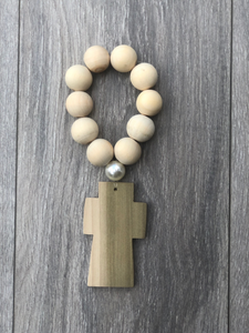Handcrafted Wooden Cross + Pearly Blessing