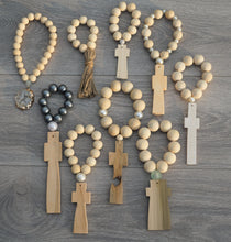 Load image into Gallery viewer, Handcrafted Wooden Cross + The Beaded Blessing
