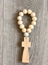 Load image into Gallery viewer, Handcrafted Wooden Cross + Hand painted Pearl Blessing
