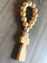 Load image into Gallery viewer, Handcrafted Wooden Cross + Hand painted Pearl Blessing
