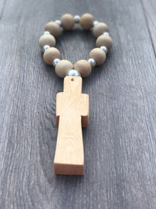Handcrafted Wooden Cross + Pearl lover