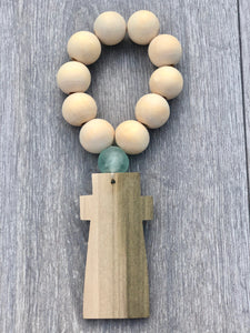 Handcrafted Wooden Cross + Sea Glass Blessing