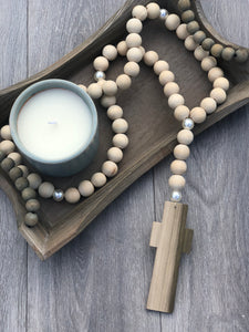 Handcrafted Wooden Cross + Pearl Touch Rosary