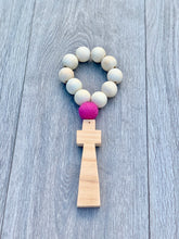 Load image into Gallery viewer, Handcrafted Wooden Cross + Pom Pom
