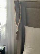 Load image into Gallery viewer, Handcrafted Wooden Cross + Sea Beaded Rosary
