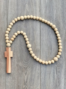 Handcrafted Wooden Cross + Classic Closed Garland
